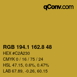カラーコード: RGB 194.1 162.8 48 | qconv.com