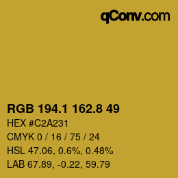 カラーコード: RGB 194.1 162.8 49 | qconv.com