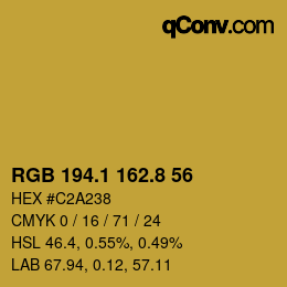 カラーコード: RGB 194.1 162.8 56 | qconv.com