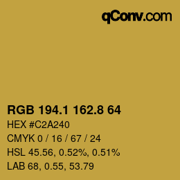 カラーコード: RGB 194.1 162.8 64 | qconv.com