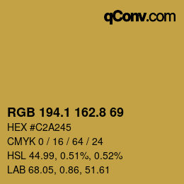 Color code: RGB 194.1 162.8 69 | qconv.com