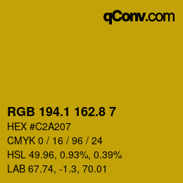 カラーコード: RGB 194.1 162.8 7 | qconv.com