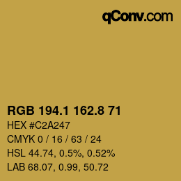 Color code: RGB 194.1 162.8 71 | qconv.com