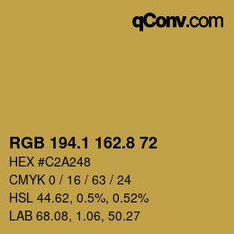 カラーコード: RGB 194.1 162.8 72 | qconv.com