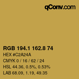 カラーコード: RGB 194.1 162.8 74 | qconv.com