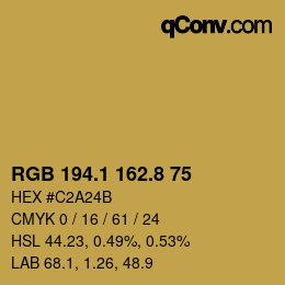 Farbcode: RGB 194.1 162.8 75 | qconv.com
