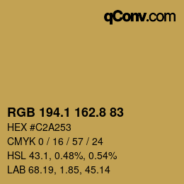 カラーコード: RGB 194.1 162.8 83 | qconv.com