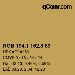 Color code: RGB 194.1 162.8 89 | qconv.com