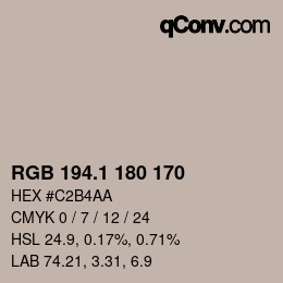 カラーコード: RGB 194.1 180 170 | qconv.com