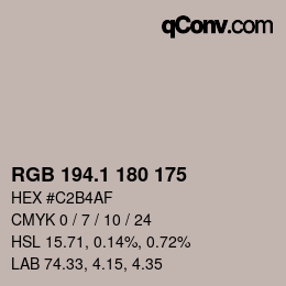 Color code: RGB 194.1 180 175 | qconv.com