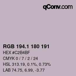 カラーコード: RGB 194.1 180 191 | qconv.com