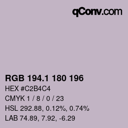 Color code: RGB 194.1 180 196 | qconv.com