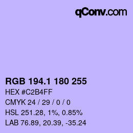 カラーコード: RGB 194.1 180 255 | qconv.com