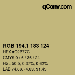 カラーコード: RGB 194.1 183 124 | qconv.com