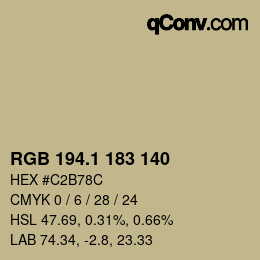 カラーコード: RGB 194.1 183 140 | qconv.com