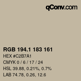 カラーコード: RGB 194.1 183 161 | qconv.com