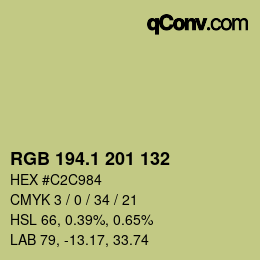 カラーコード: RGB 194.1 201 132 | qconv.com