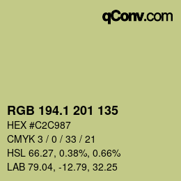 カラーコード: RGB 194.1 201 135 | qconv.com