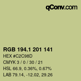 カラーコード: RGB 194.1 201 141 | qconv.com