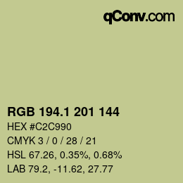 カラーコード: RGB 194.1 201 144 | qconv.com