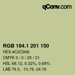 カラーコード: RGB 194.1 201 150 | qconv.com