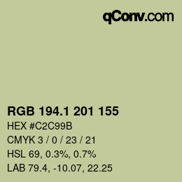 カラーコード: RGB 194.1 201 155 | qconv.com