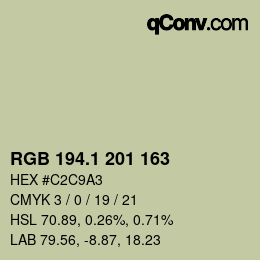 Color code: RGB 194.1 201 163 | qconv.com