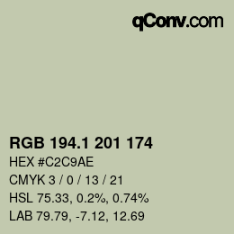 カラーコード: RGB 194.1 201 174 | qconv.com