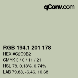 カラーコード: RGB 194.1 201 178 | qconv.com