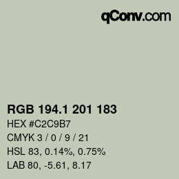 Color code: RGB 194.1 201 183 | qconv.com