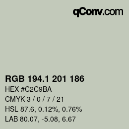 カラーコード: RGB 194.1 201 186 | qconv.com