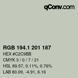 カラーコード: RGB 194.1 201 187 | qconv.com