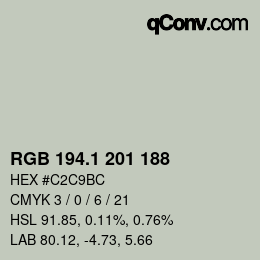 Color code: RGB 194.1 201 188 | qconv.com