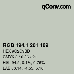 カラーコード: RGB 194.1 201 189 | qconv.com