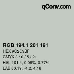 Color code: RGB 194.1 201 191 | qconv.com