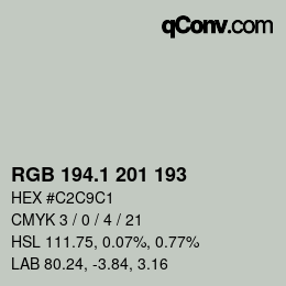 カラーコード: RGB 194.1 201 193 | qconv.com