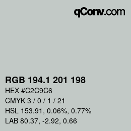 Código de color: RGB 194.1 201 198 | qconv.com