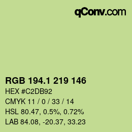 カラーコード: RGB 194.1 219 146 | qconv.com