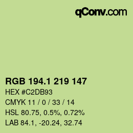 カラーコード: RGB 194.1 219 147 | qconv.com