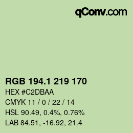 カラーコード: RGB 194.1 219 170 | qconv.com