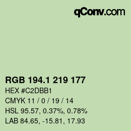 Color code: RGB 194.1 219 177 | qconv.com