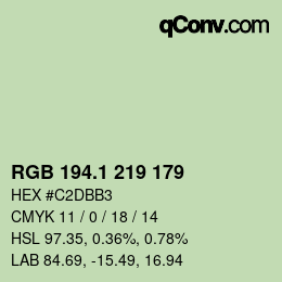 カラーコード: RGB 194.1 219 179 | qconv.com
