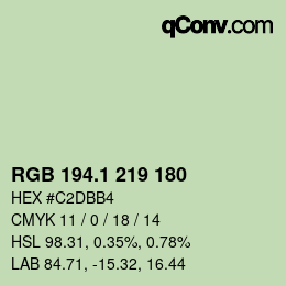 カラーコード: RGB 194.1 219 180 | qconv.com