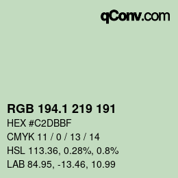 Color code: RGB 194.1 219 191 | qconv.com