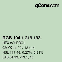 カラーコード: RGB 194.1 219 193 | qconv.com