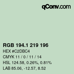 Color code: RGB 194.1 219 196 | qconv.com