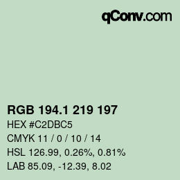 Color code: RGB 194.1 219 197 | qconv.com