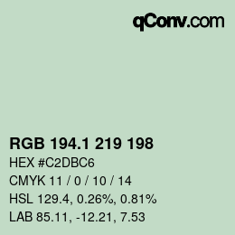 カラーコード: RGB 194.1 219 198 | qconv.com