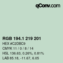 Color code: RGB 194.1 219 201 | qconv.com