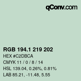 Color code: RGB 194.1 219 202 | qconv.com